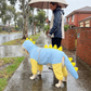 Blue Dog Raincoat Dinosaur Hooded Waterproof Jacket 5XL Size with Leash Hole Removable Tail Cover Full Body Coverage Pet Rain Coat for Outdoor Walking Large Dogs
