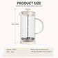 Manual Milk Frother Glass Mug 450ml Hand Press Coffee Foamer Stainless Steel Filter Barista Style Milk Foam Maker for Home Coffee Latte Cappuccino