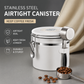 White 304 Stainless Steel Airtight Coffee Canister 1200ml Vacuum Seal Storage Jar with Date Tracker & Measuring Scoop for Coffee Beans Tea Storage