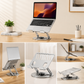 360 Degree Rotatable Laptop Stand Adjustable Aluminium Ergonomic Notebook Holder Small Size 23.5x23.5cm Height Angle Adjustable Desktop Cooling Riser for Office Home Study Workspace