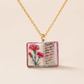 Vintage-style book necklace with January birthday flowers, a luxurious gold-plated bronze exquisite floral pendant gift
