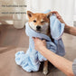 Pet Wearable Bathrobe Towel (Size S) - Quick-drying, absorbent full-body cover with hood and zipper, suitable for dog and cat grooming
