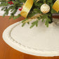 Knitted Christmas Tree Skirt 24 Inch White Round Tree Base Cover with Cable Knit Border Soft Holiday Tree Skirt Rustic Christmas Decor for Home Fireplace Party Festive Gift Display