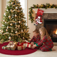 Red Christmas tree skirt and snowman pattern stocking set - 122cm diameter tree skirt, holiday home decor set, reusable Christmas tree base cover and fireplace mantle stocking, suitable for living room and gift display