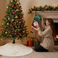 White Knitted Christmas Tree Skirt & Santa Stocking Combo Set Festive Holiday Home Decor Reusable Xmas Decoration Fireplace Tree Base Cover Gift Ready Seasonal Ornament