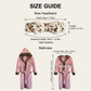 Coral Fleece Leopard Trim Bathrobe Set Bow Headband Included- Pink Hooded Plush Dressing Gown with Belt Ultra Soft Cozy Loungewear Spa Home Wear Gift Ready