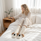 Cute Animal Plush Floor Socks - White Puppy Thickened Coral Fleece Non-Slip Indoor Winter Warm Sleep Socks with Non-Slip Dots, Comfortable for Home Use