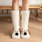 Cute Animal Plush Floor Socks - White Puppy Thickened Coral Fleece Non-Slip Indoor Winter Warm Sleep Socks with Non-Slip Dots, Comfortable for Home Use