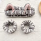 4PCS Spa Set Bath Wrap White bath towel Gray and white stripes Cat Ear Headband Wristbands Coral Fleece Quick Dry Absorbent Skincare Shower Hair Wash Set Home Spa Gift
