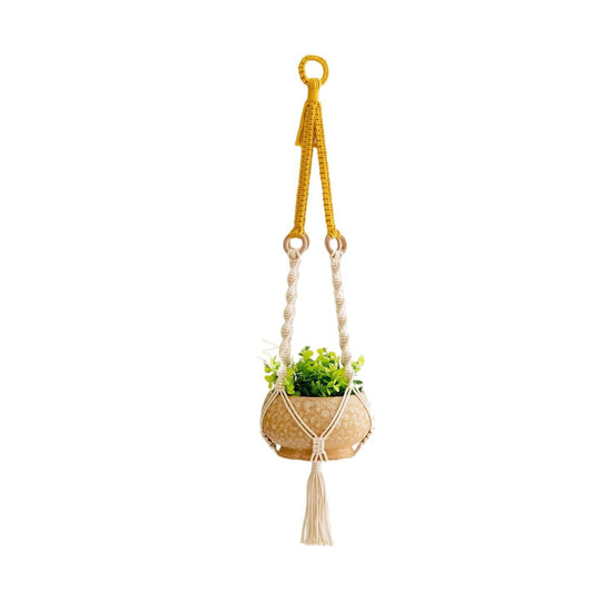 Handmade Plant Hanger Set 2 PCS（Type B）, Macrame Hanging Planter Basket with Cotton Rope Woven Design, Boho Plant Holder for Indoor Outdoor Garden Balcony Home Decor, Creative Hanging Flower Pot Holder
