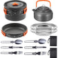 11PCS Orange Camping Cookware Set – Lightweight Aluminium Camping Pots, Frying Pan, Kettle & Stainless Steel Cutlery, Portable Non-Stick Outdoor Cooking Set for 2-3 Person Camping, Hiking, Backpacking & Picnic