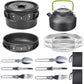 11PCS Black Camping Cookware Set – Lightweight Aluminium Camping Pots, Frying Pan, Kettle & Stainless Steel Cutlery, Portable Non-Stick Outdoor Cooking Set for 2-3 Person Camping, Hiking, Backpacking & Picnic