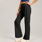 Black Womens High Waist Straight Leg Yoga Pants (XL size)- Loose Fit Full Length Activewear with Rear Waistband Pocket for Pilates, Studio and Everyday Wear