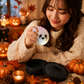 (White steamed buns) Halloween Slow-Rebound Soft Mini Bread Toy, 8.5cm, Stress-Relieving Squeeze Toy, Soft Food-Shaped Sensory Decompression Toy, with Storage Basket, Suitable for Teenagers and Adults, Party Gift