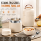White 850ml Thermal Food Jar with Spoon Portable Insulated Lunch Container Vacuum Soup Cup Leakproof Food Flask for Office Travel Camping Stew Rice Porridge Meal Prep