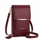 Red Touch Screen Phone Wallet Crossbody Bag for Women Vertical PU Leather Purse with Card Holder Zipper Pocket Adjustable Strap for Travel Shopping Everyday Use