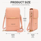 Red Touch Screen Phone Wallet Crossbody Bag for Women Vertical PU Leather Purse with Card Holder Zipper Pocket Adjustable Strap for Travel Shopping Everyday Use