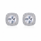 Cushion Cut Stud Earrings - 1.1cm Square Zircon Earrings, Silver-Tone Jewellery Accessory