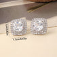 Cushion Cut Stud Earrings - 1.1cm Square Zircon Earrings, Silver-Tone Jewellery Accessory