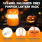 360°Beam Hanging Pumpkin Lantern with Double-Sided Spooky Expressions and Telescopic Pull-to-Open Design, Portable Rechargeable Halloween Light, Dimmable Warm LED Party Decor