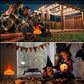 Style-4 LED Halloween Pumpkin Lantern and Simulated Silk Flame Blowing Light with Adjustable Stand and Hanging Chain, Rechargeable Atmosphere Lamp for Party Bar Camping and Home Use