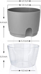 3 Pack White Indoor Self Watering Planter Pot - 6 Inch Double Layer Rempvable Plastic Flower Pot with Extra Large Water Storage and Cotton Rope for All House Plants, Flowers, Herbs