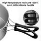 3-Piece Food Grade Stainless Steel Camping Cookware Set with 1.1L Kettle, Medium Stew Pot and Medium Frying Pan - Hangable and Foldable, Compact Nesting Storage, Anti Scald Wrapped Handle