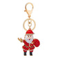 5PCS Rhinestone Enamel Christmas Santa Claus Keychain - Zinc Alloy Bag Charm Pendant Accessories for Christmas Gifts & DIY Deco