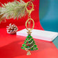 2PCS Rhinestone Enamel Christmas Tree Keychain - Durable Zinc Alloy Bag Charm Pendant Accessories for Christmas Gifts & DIY Deco