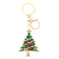 2PCS Rhinestone Enamel Christmas Tree Keychain - Durable Zinc Alloy Bag Charm Pendant Accessories for Christmas Gifts & DIY Deco