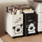 2 Pack Rolling Oxford Fabric Storage Basket with Wheels (Black + White Dog) - 28L Slim Underdesk Storage Bin & Collapsible Laundry Hamper for Office Dorm & Home