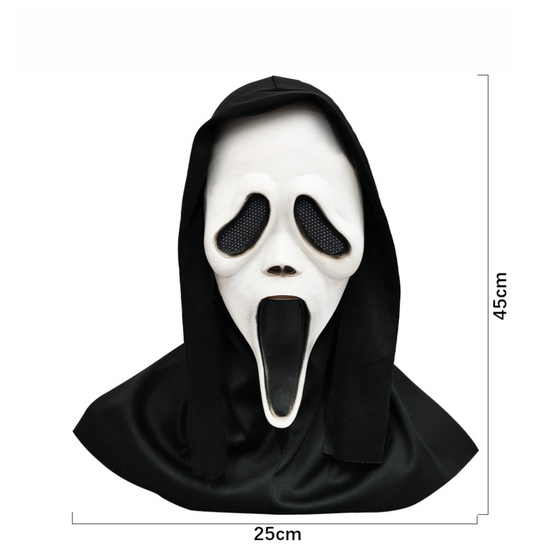 Scream Ghost Face Mask - Halloween Cosplay Latex Hood Mask for Horror Parties, Masquerades and Haunted Houses (Style 1)