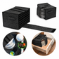 2 Piece Set of Dark Grey Foldable Crockery & Mug Storage Organizer (Holds 8 Plates + 6 Mugs) - Felt Camping & Picnic Dinnerware Storage Box with Handle and Secure Closure