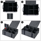 2 Piece Set of Dark Grey Foldable Crockery & Mug Storage Organizer (Holds 8 Plates + 6 Mugs) - Felt Camping & Picnic Dinnerware Storage Box with Handle and Secure Closure
