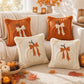 2 PCS Beige Pumpkin Embroidered Cushion Cover (45 x 45cm) - 3D Quilted Bow Pumpkin Decorative Soft Throw Pillowcase for Halloween, Thanksgiving, Sofa and Home Decor