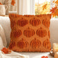 2 PCS Orange Pumpkin Embroidered Cushion Cover (45 x 45cm) - 3D Quilted Mini Pumpkin Decorative Soft Throw Pillowcase for Halloween, Thanksgiving, Sofa and Home Decor
