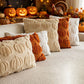 2 PCS Beige Pumpkin Embroidered Cushion Cover (45 x 45cm) - 3D Quilted Mini Pumpkin Decorative Soft Throw Pillowcase for Halloween, Thanksgiving, Sofa and Home Decor