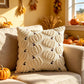 2 PCS Beige Pumpkin Embroidered Cushion Cover (45 x 45cm) - 3D Quilted Pumpkin Decorative Soft Throw Pillowcase for Halloween, Thanksgiving, Sofa and Home Decor
