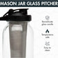 32oz Mason Jar Cold Brew Coffee Pitcher (2 Pack) - Soda Lime Glass Jug with Measurement Marks & Pour Spout Handle Lid