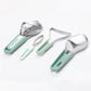 3 Piece Green Stackable Mango Slicer Tool Set - 430 Stainless Steel Mango Peeler, Broad Flesh Scoop and Slicing Tool for Fruit Preparation