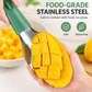 3 Piece Orange Stackable Mango Slicer Tool Set - 430 Stainless Steel Mango Peeler, Broad Flesh Scoop and Slicing Tool for Fruit Preparation