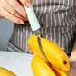 3 Piece Orange Stackable Mango Slicer Tool Set - 430 Stainless Steel Mango Peeler, Broad Flesh Scoop and Slicing Tool for Fruit Preparation