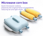 Beige Dual Grid Microwave Corn Cooker (Boxed) - Food Grade Corn Steamer with Lid and 4 Corn Holders, Quick Kitchen Cooking Container for Corn on the Cob