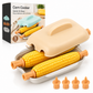 Orange Dual Grid Microwave Corn Cooker (Boxed) - Food Grade Corn Steamer with Lid and 4 Corn Holders, Quick Kitchen Cooking Container for Corn on the Cob