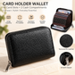 Litchi Grain Black Accordion Card Holder Wallet (18 Card Slots & 2 Coin Pockets) - Compact Multifunctional PU Card Organiser with Oxford Cloth Lining for Cards, Licence and Coins