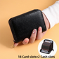 Litchi Grain Black Accordion Card Holder Wallet (18 Card Slots & 2 Coin Pockets) - Compact Multifunctional PU Card Organiser with Oxford Cloth Lining for Cards, Licence and Coins