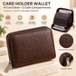 Litchi Grain Brown Accordion Card Holder Wallet (18 Card Slots & 2 Coin Pockets) - Compact Multifunctional PU Card Organiser with Oxford Cloth Lining for Cards, Licence and Coins