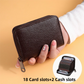Litchi Grain Brown Accordion Card Holder Wallet (18 Card Slots & 2 Coin Pockets) - Compact Multifunctional PU Card Organiser with Oxford Cloth Lining for Cards, Licence and Coins