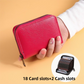 Litchi Grain Rose Red Accordion Card Holder Wallet (18 Card Slots & 2 Coin Pockets) - Compact Multifunctional PU Card Organiser with Oxford Cloth Lining for Cards, Licence and Coins
