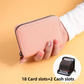 Litchi Grain Pink Accordion Card Holder Wallet (18 Card Slots & 2 Coin Pockets) - Compact Multifunctional PU Card Organiser with Oxford Cloth Lining for Cards, Licence and Coins